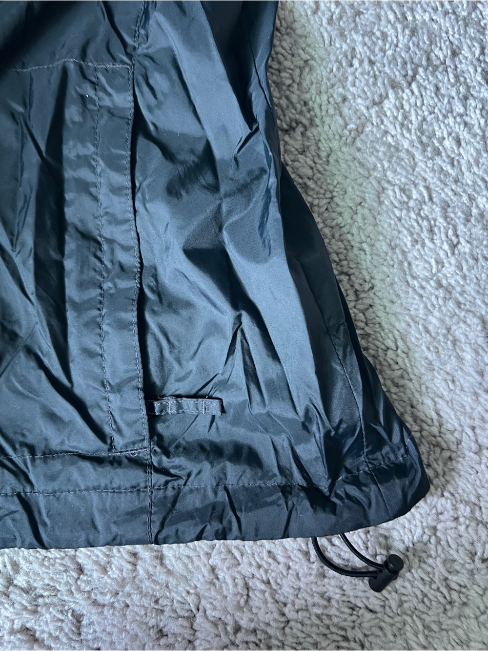 Columbia Black Jacket (raincoat) with White Logo and Blue Tag Stripe - Picture 5 of 5